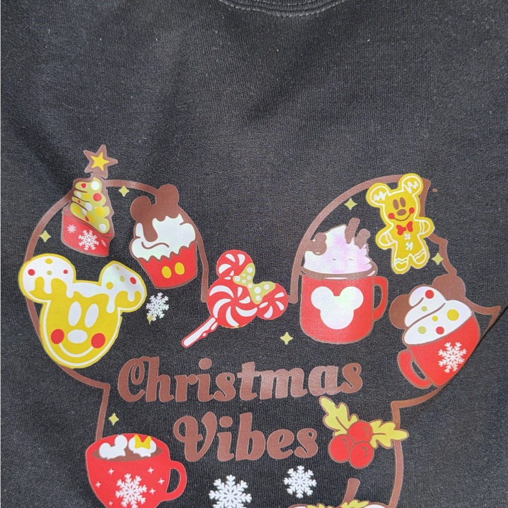 Disney Christmas Vibes Sweatshirt- Black with Red and Yellow Accents